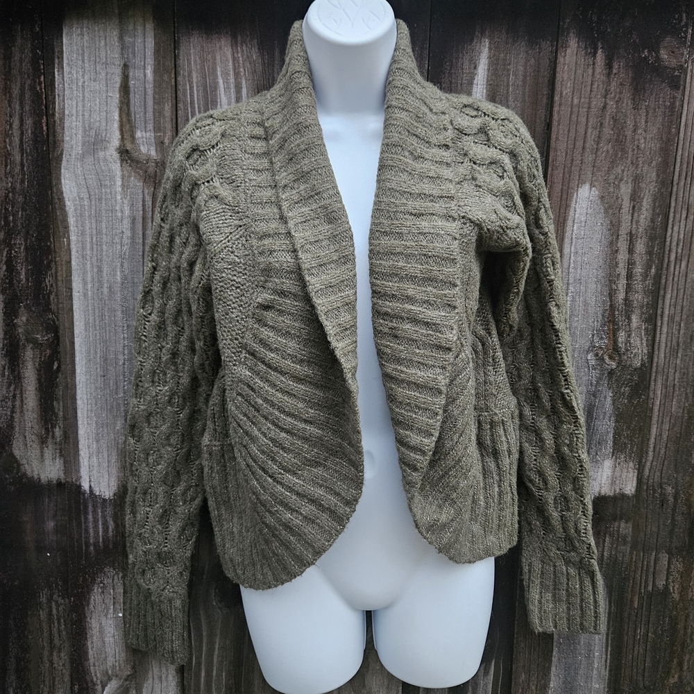 Kenar Olive Cable Knit Cardigan